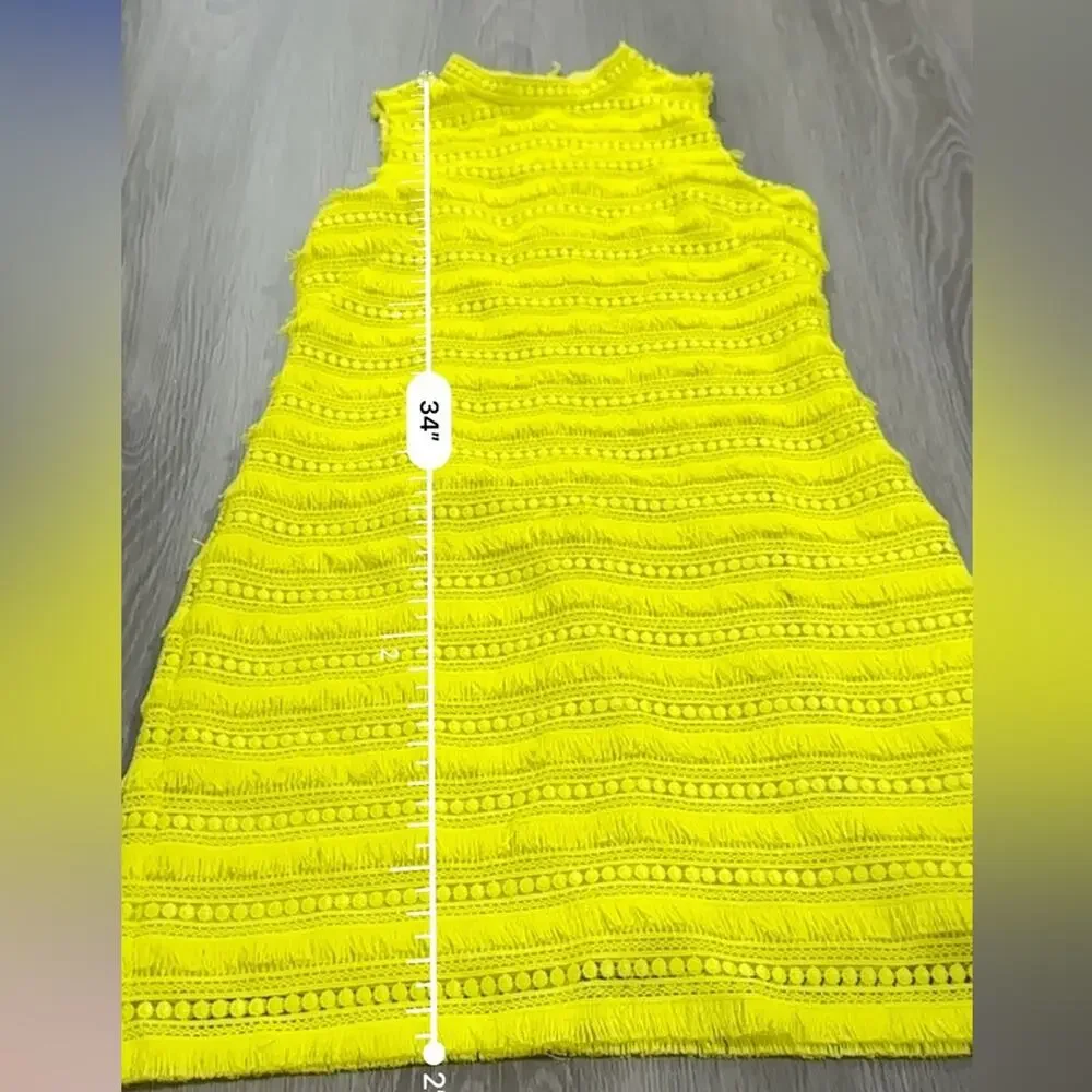 J.Crew Fringe Lace Sheath Dress Size‎ 2 Yellow Citron Sleeveless Cocktail Party